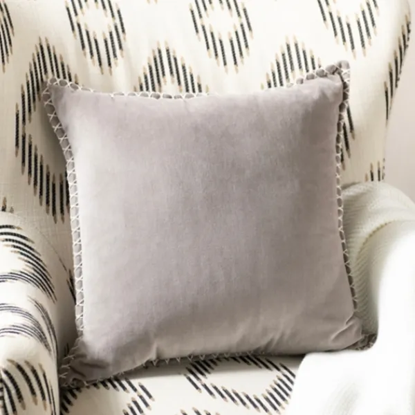Pillows-Kirkland's Home Sand Velvet Riviera Throw Pillow Gray