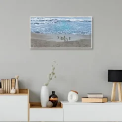 Framed Art-Kirkland's Home Sandpiper Morning Framed Canvas Art Print Blue/Brown