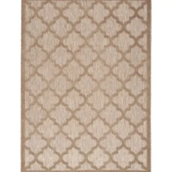 Outdoor Rugs-Kirkland's Home Sandstone Natural Trellis Outdoor Area Rug, 4X6 Tan/White
