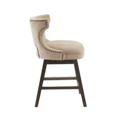 Bar Stools & Counter Height Stools-Kirkland's Home Sandy Beige Curve Back Swivel Counter Stool Tan