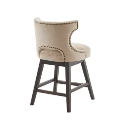 Bar Stools & Counter Height Stools-Kirkland's Home Sandy Beige Curve Back Swivel Counter Stool Tan