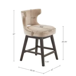 Bar Stools & Counter Height Stools-Kirkland's Home Sandy Beige Curve Back Swivel Counter Stool Tan