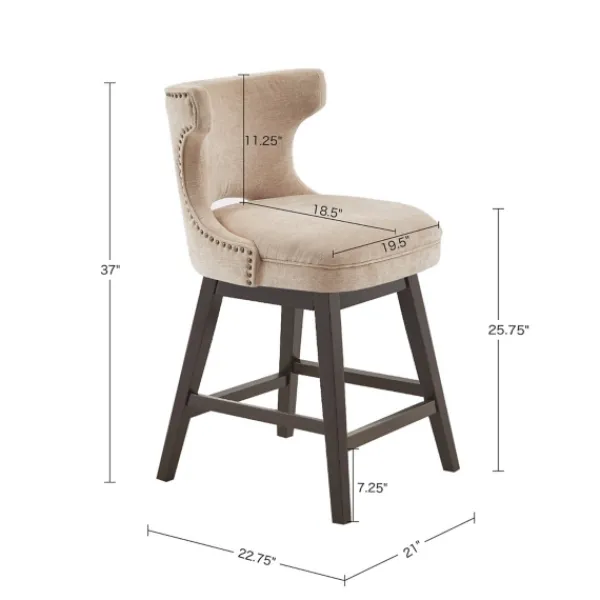 Bar Stools & Counter Height Stools-Kirkland's Home Sandy Beige Curve Back Swivel Counter Stool Tan