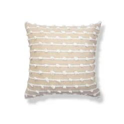 Pillows-Kirkland's Home Sandy Beige Hand Knotted Decorative Throw Pillow Tan/White