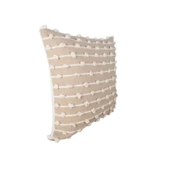 Pillows-Kirkland's Home Sandy Beige Hand Knotted Decorative Throw Pillow Tan/White