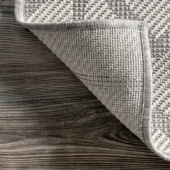 Outdoor Rugs-Kirkland's Home Sanford Light Gray Geometric Outdoor Rug, 8X10 Gray/White
