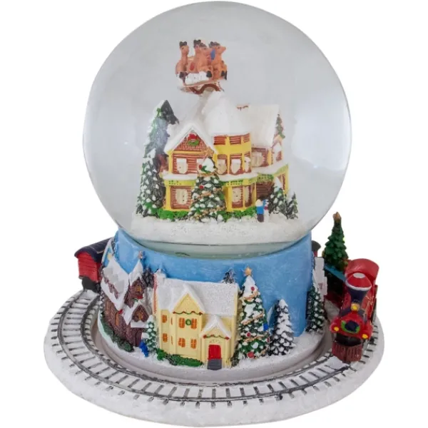 Statues & Figurines-Kirkland's Home Santa And Revolving Train Musical Water Globe Clear/Blue/Multi