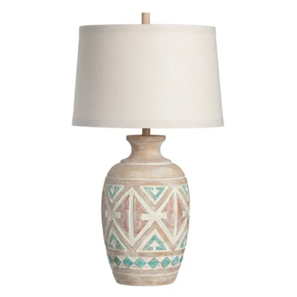 Table Lamps-Kirkland's Home Santa Fe Carved Motif Table Lamp Tan