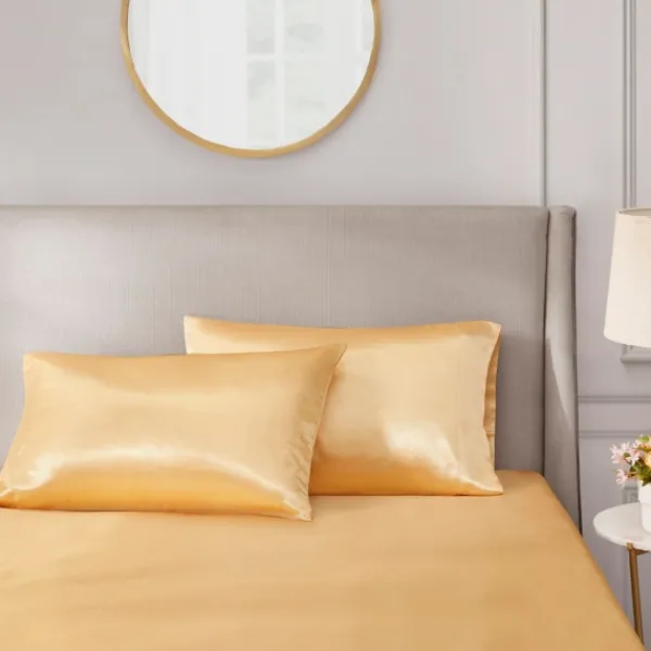 Bed Sheets-Kirkland's Home Satin King 2-Pc. Pillow Case Set Gold