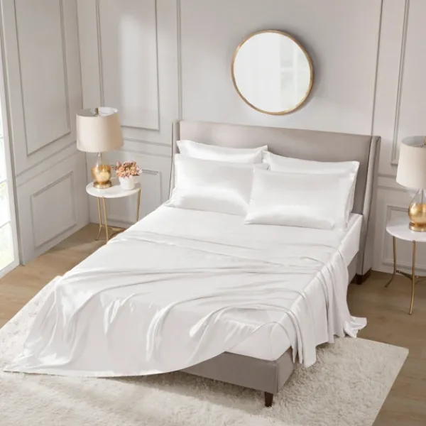 Bed Sheets-Kirkland's Home Satin 6-Pc. Full Sheet Set White