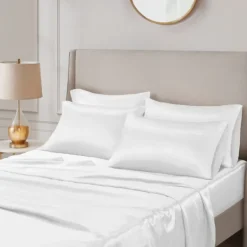 Bed Sheets-Kirkland's Home Satin 6-Pc. Full Sheet Set White