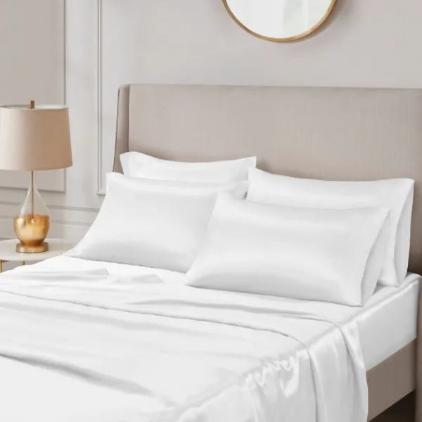 Bed Sheets-Kirkland's Home Satin 6-Pc. Full Sheet Set White