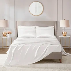 Bed Sheets-Kirkland's Home Satin 6-Pc. Queen Sheet Set White