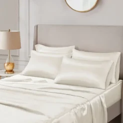 Bed Sheets-Kirkland's Home Satin 6-Pc. Queen Sheet Set Ivory
