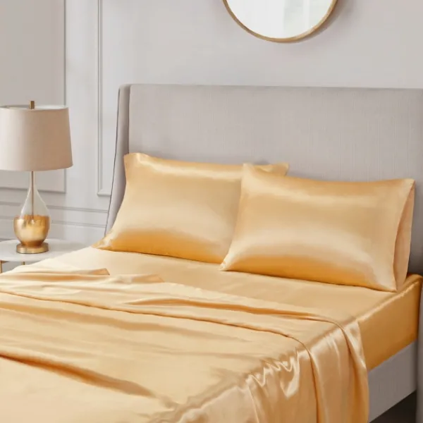 Bed Sheets-Kirkland's Home Satin Standard 2-Pc. Pillow Case Set Gold