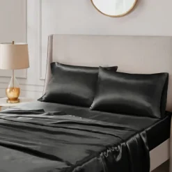 Bed Sheets-Kirkland's Home Satin Standard 2-Pc. Pillow Case Set Black