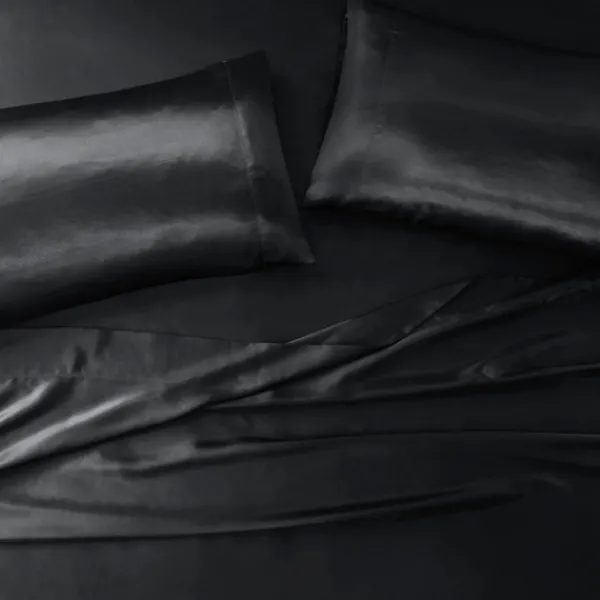 Bed Sheets-Kirkland's Home Satin Standard 2-Pc. Pillow Case Set Black