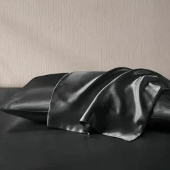 Bed Sheets-Kirkland's Home Satin Standard 2-Pc. Pillow Case Set Black