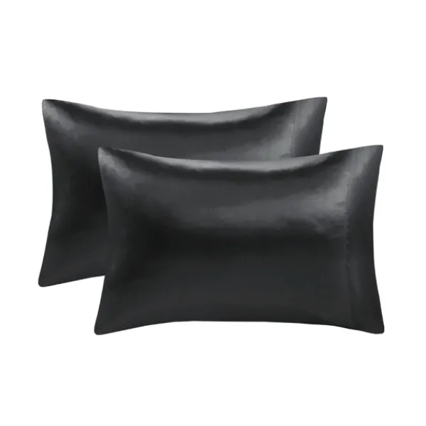 Bed Sheets-Kirkland's Home Satin Standard 2-Pc. Pillow Case Set Black