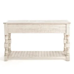 Console Tables-Kirkland's Home Savannah Cream Distressed Console Table Ivory
