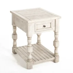 Accent & End Tables-Kirkland's Home Savannah Cream Distressed Side Table Ivory