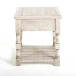 Accent & End Tables-Kirkland's Home Savannah Cream Distressed Side Table Ivory