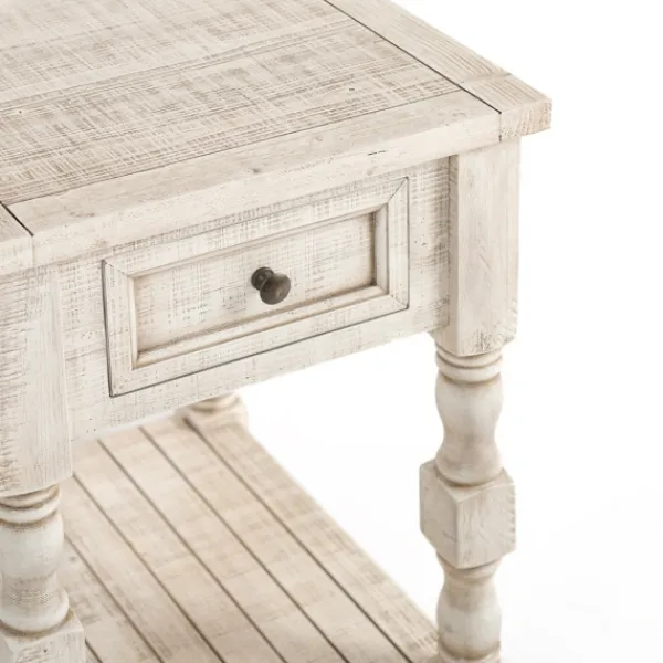 Accent & End Tables-Kirkland's Home Savannah Cream Distressed Side Table Ivory