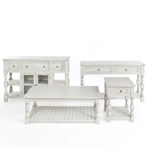 Accent & End Tables-Kirkland's Home Savannah Cream Distressed Side Table Ivory