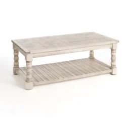 Coffee Tables-Kirkland's Home Savannah Cream Distressed Coffee Table Ivory