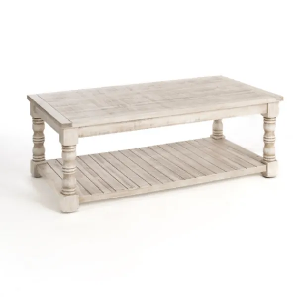 Coffee Tables-Kirkland's Home Savannah Cream Distressed Coffee Table Ivory