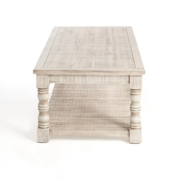 Coffee Tables-Kirkland's Home Savannah Cream Distressed Coffee Table Ivory