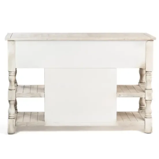 Entryway Furniture-Kirkland's Home Savannah Cream Distressed Cabinet Ivory