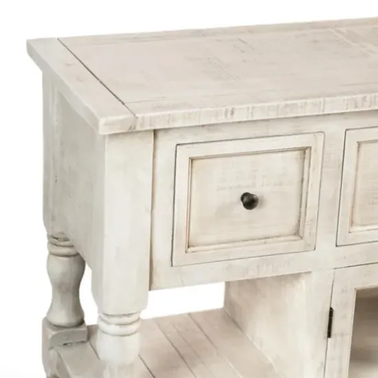 Entryway Furniture-Kirkland's Home Savannah Cream Distressed Cabinet Ivory