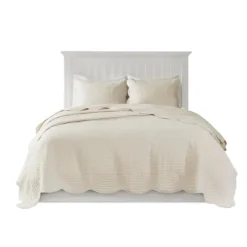 Bedspreads & Coverlets-Kirkland's Home Scalloped Monica 3-Pc. King Coverlet Set Ivory