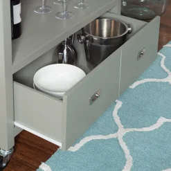 Kitchen Islands & Bar Carts-Kirkland's Home Scarlett Rolling 2-Door Steel Top Kitchen Cart