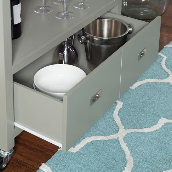 Kitchen Islands & Bar Carts-Kirkland's Home Scarlett Rolling 2-Door Steel Top Kitchen Cart