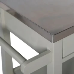 Kitchen Islands & Bar Carts-Kirkland's Home Scarlett Rolling 2-Door Steel Top Kitchen Cart