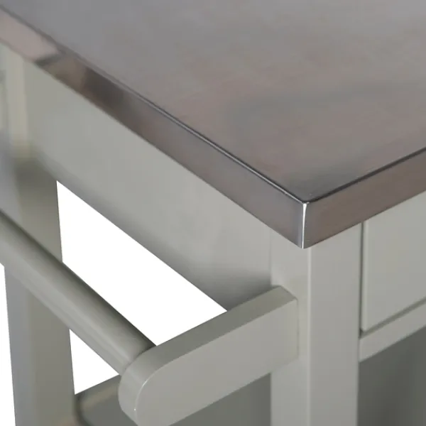Kitchen Islands & Bar Carts-Kirkland's Home Scarlett Rolling 2-Door Steel Top Kitchen Cart