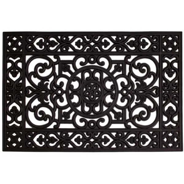 Doormats-Kirkland's Home Scroll Border Rubber Doormat, 36X24 Black
