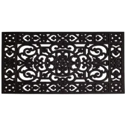 Doormats-Kirkland's Home Scroll Border Rubber Doormat, 41X17 In. Black