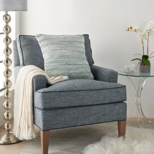 Pillows-Kirkland's Home Seafoam Ribbon Loops Pillow Blue