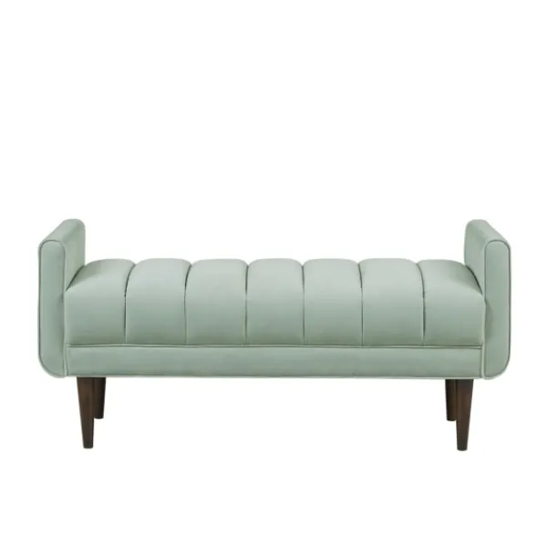 Benches & Ottomans-Kirkland's Home Seafoam Velvet Bench Green