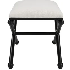 Benches & Ottomans-Kirkland's Home Seat And Black Metal Ottoman White