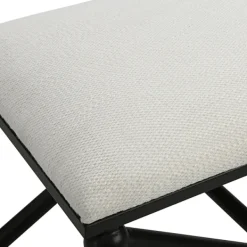 Benches & Ottomans-Kirkland's Home Seat And Black Metal Ottoman White