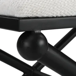 Benches & Ottomans-Kirkland's Home Seat And Black Metal Ottoman White