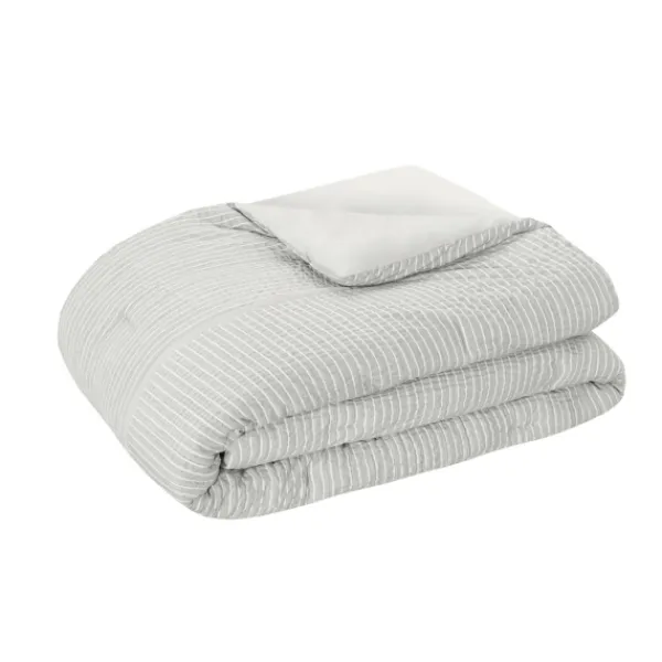 Comforters-Kirkland's Home Seersucker 3-Pc. Cali King Comforter Set Gray