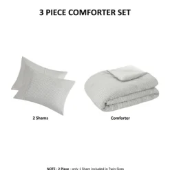Comforters-Kirkland's Home Seersucker 3-Pc. Cali King Comforter Set Gray