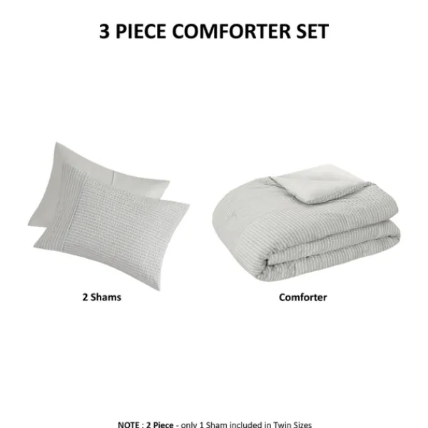 Comforters-Kirkland's Home Seersucker 3-Pc. Cali King Comforter Set Gray