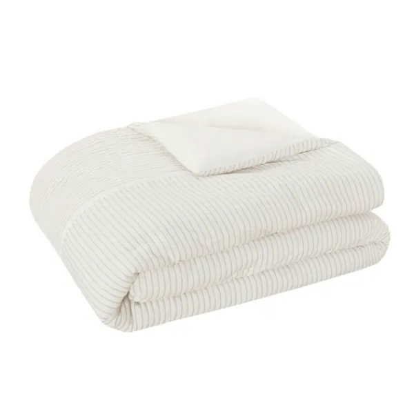 Comforters-Kirkland's Home Seersucker 3-Pc. Full/Queen Comforter Set Ivory