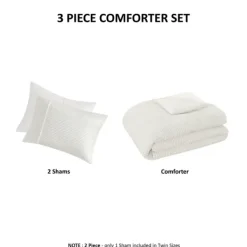 Comforters-Kirkland's Home Seersucker 3-Pc. Full/Queen Comforter Set Ivory